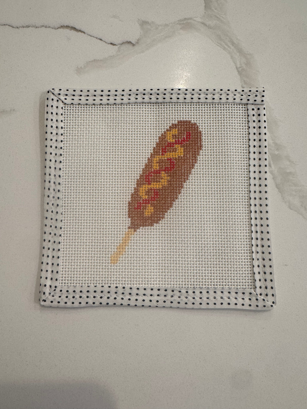 Iowa Icons: Corndog Mini Needlepoint Canvas
