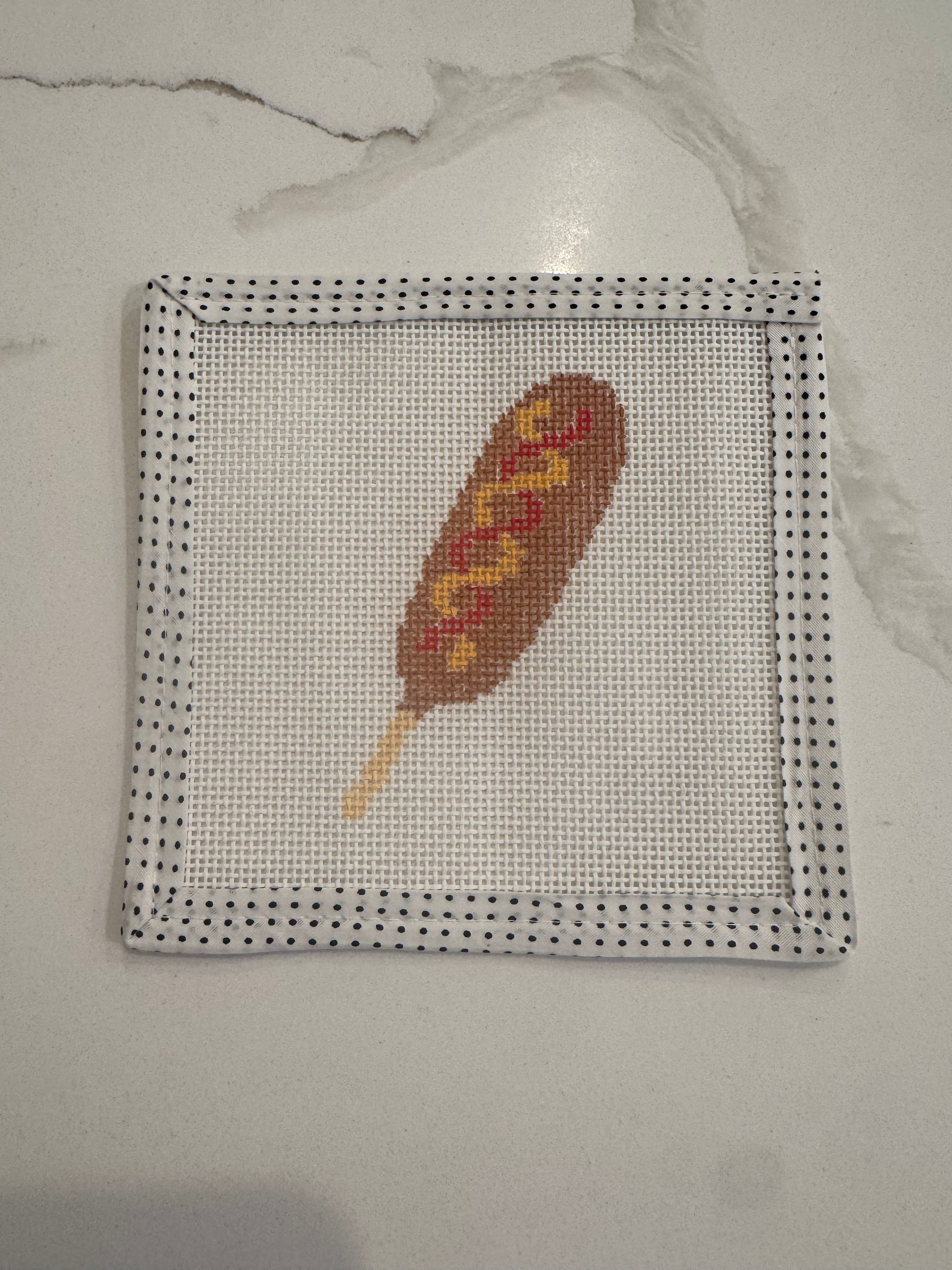 Iowa Icons: Corndog Mini Needlepoint Canvas