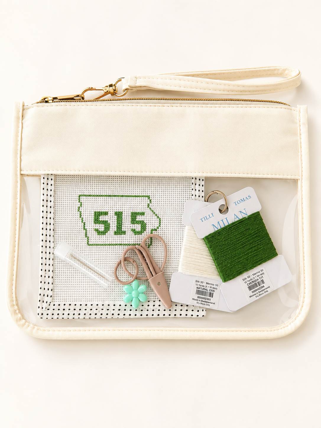 Iowa Icons: Needlepoint Beginner Kit 515 Iowa Outline - Green