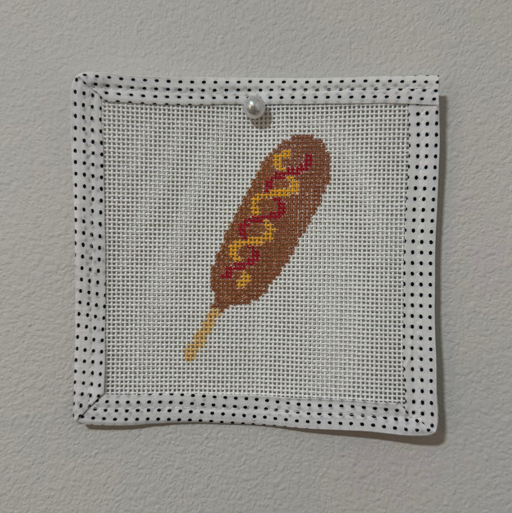 Iowa Icons: Corndog Mini Needlepoint Canvas