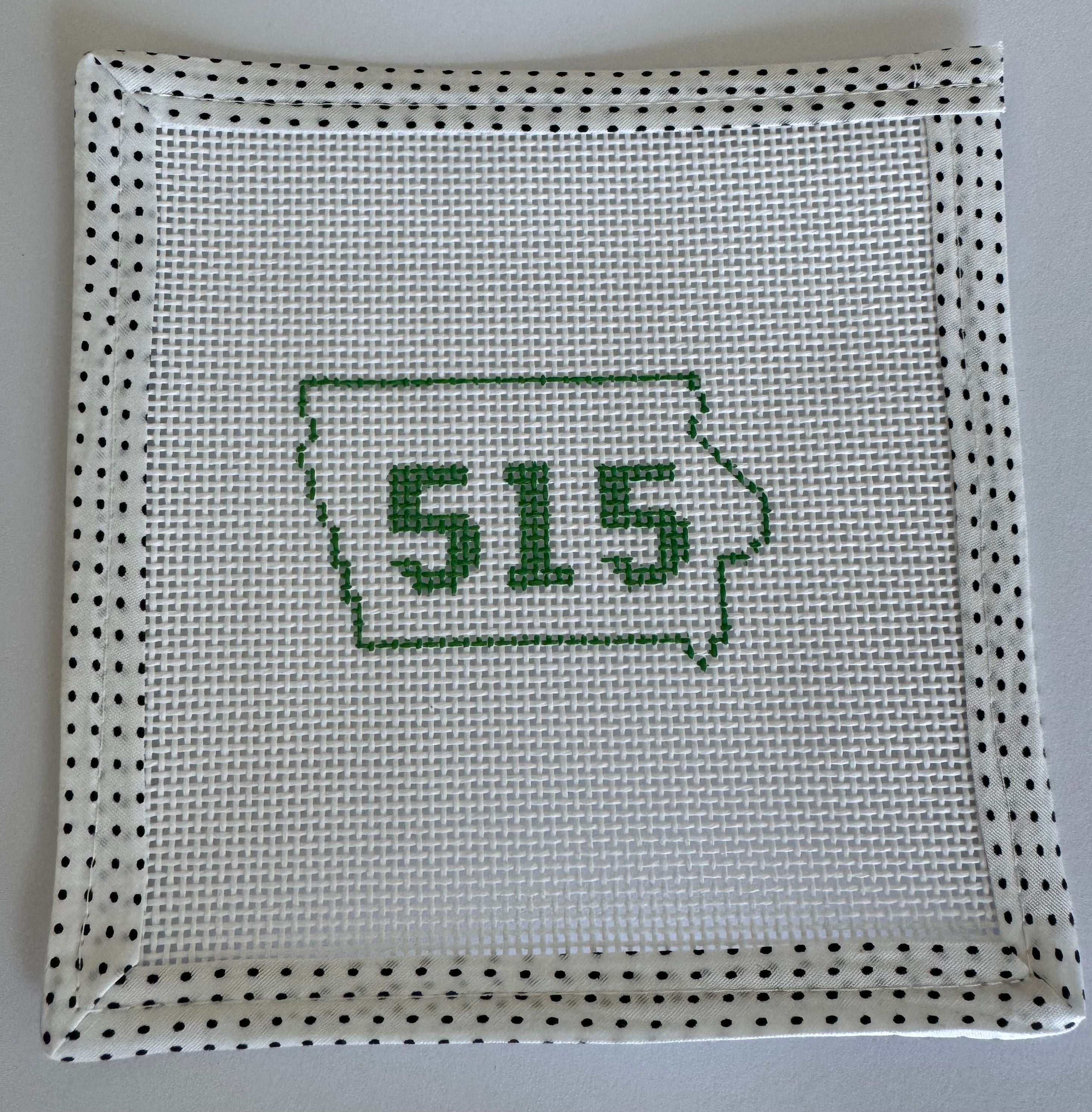 Iowa Icons: Needlepoint Beginner Kit 515 Iowa Outline - Green
