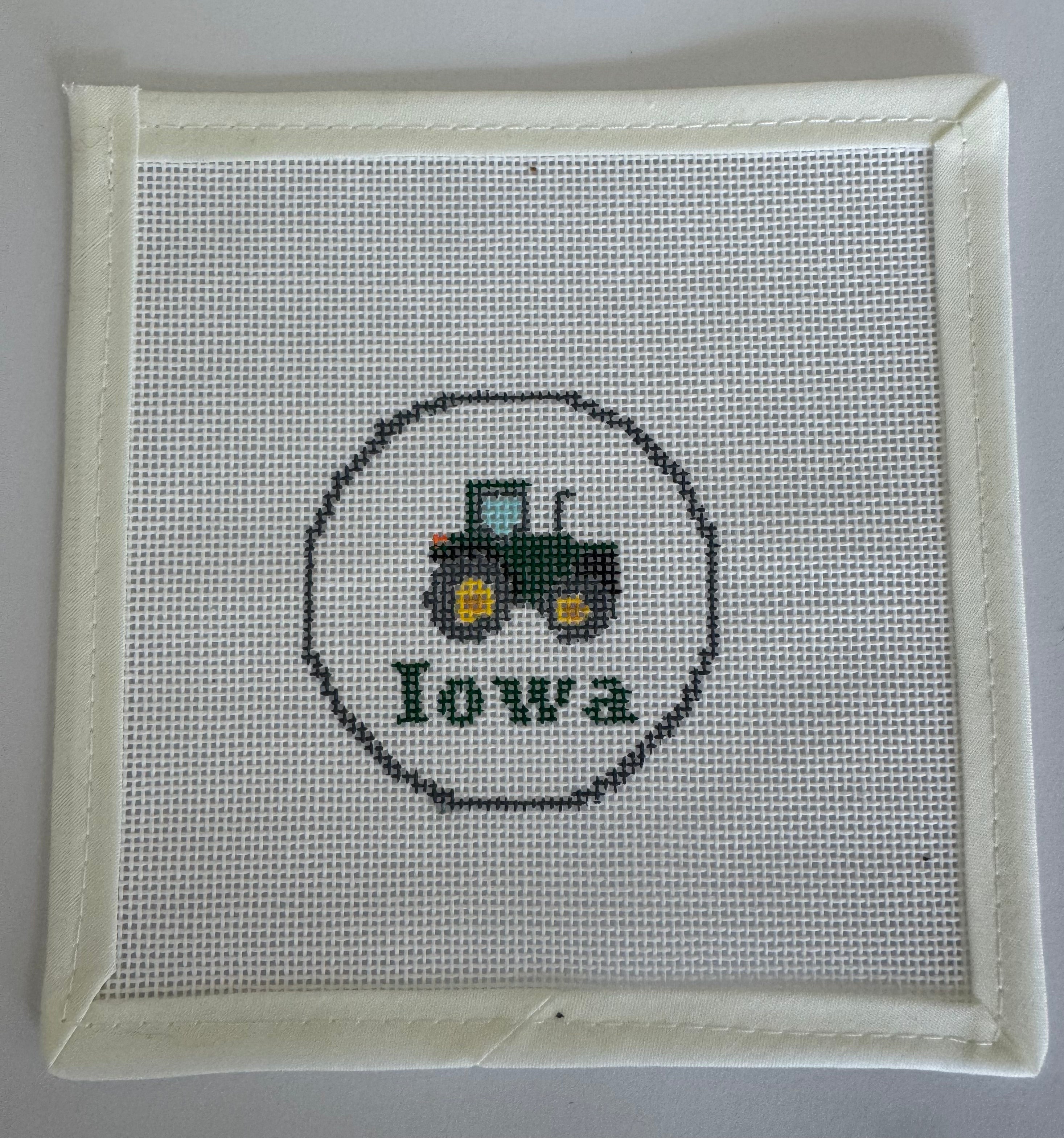 Iowa Icons: Tractor Mini Needlepoint Canvas