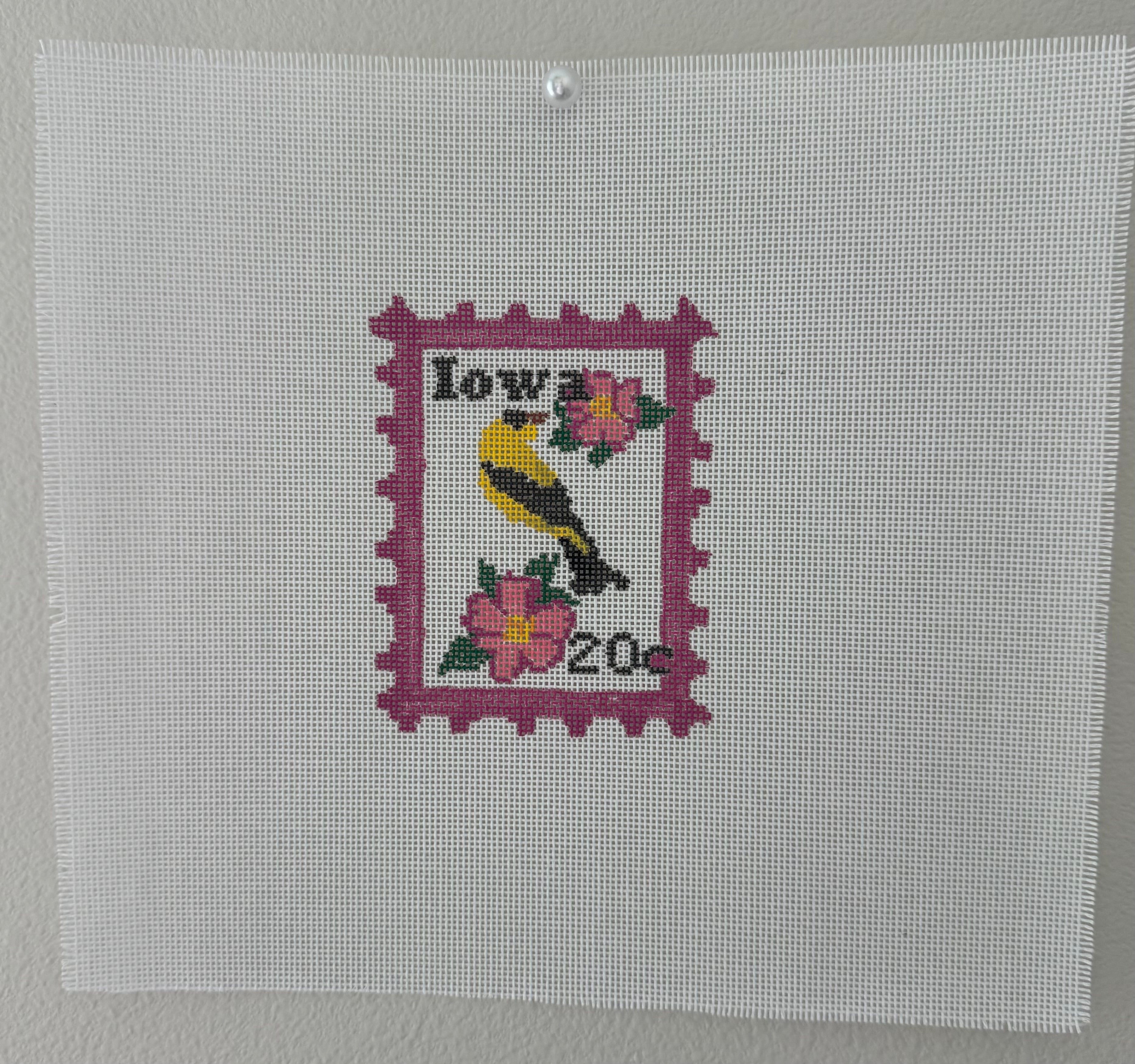 Iowa Icons: State of Iowa Stamp Needlepoint Canvas