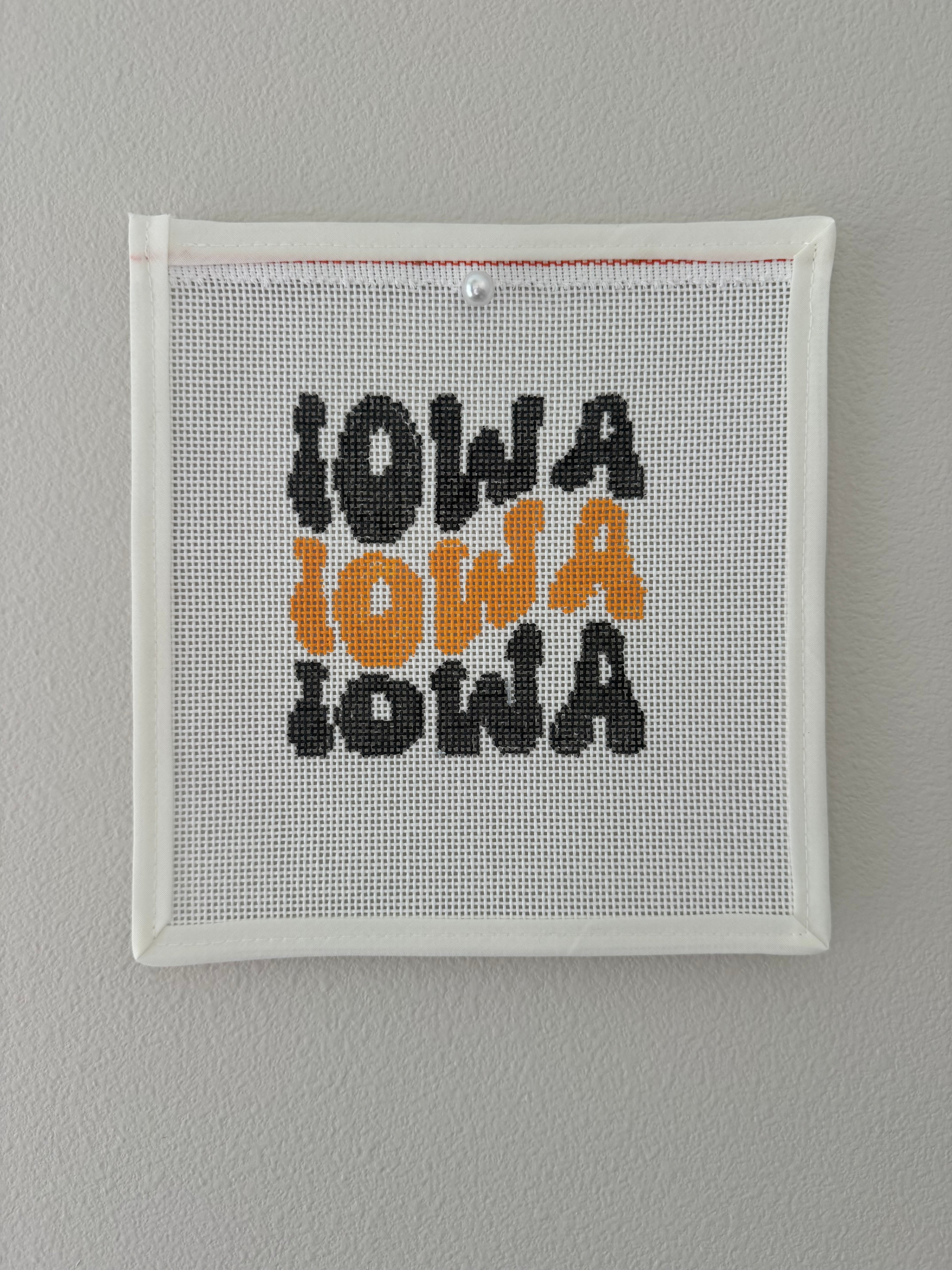 Iowa Gameday: IOWA x3 Black and Gold Needlepoint Canvas