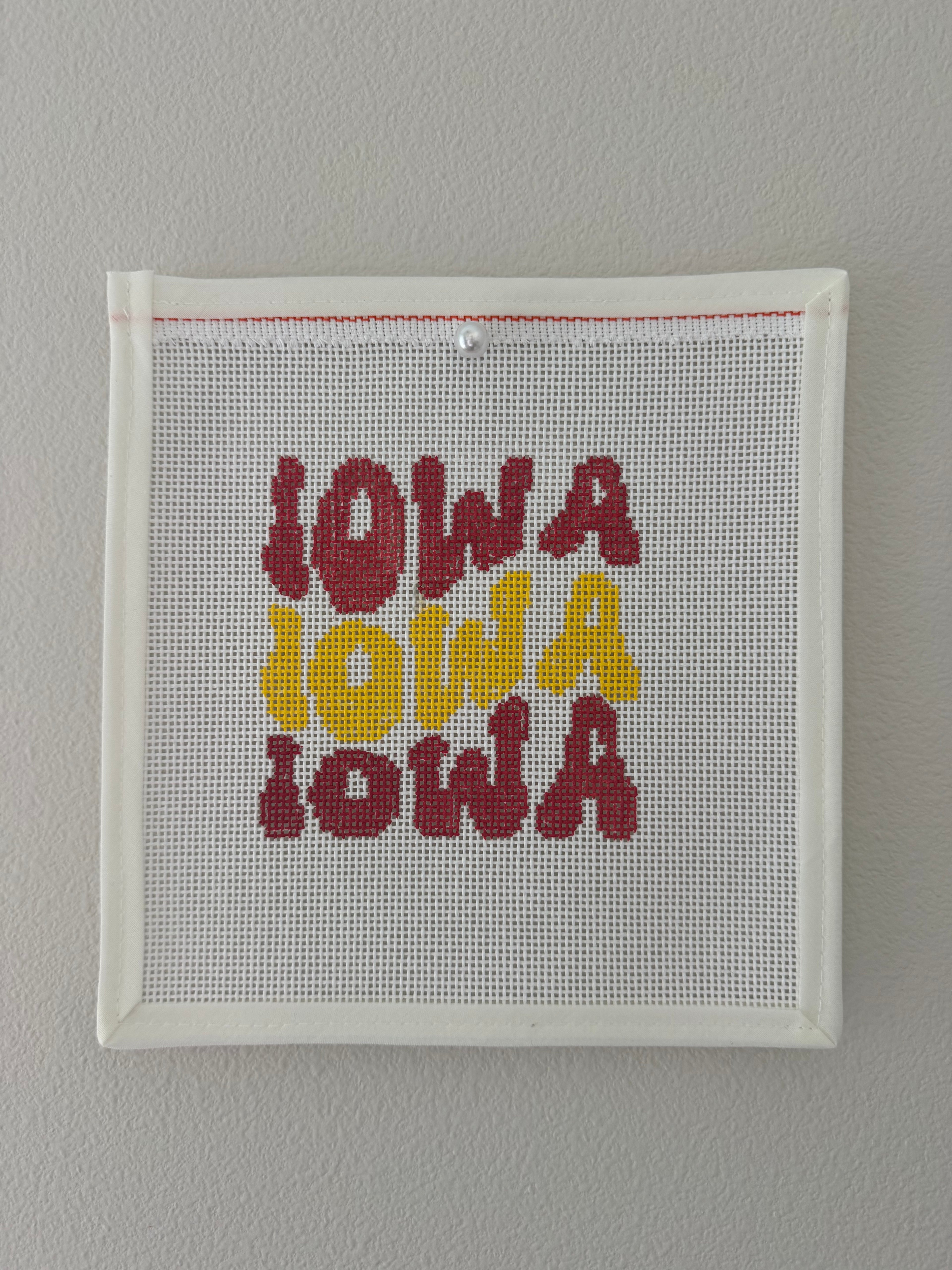 Iowa Gameday: IOWA x3 Red and Gold Needlepoint Canvas