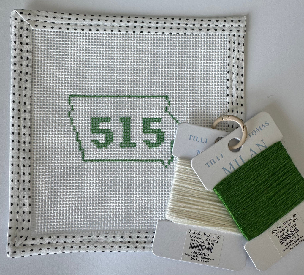 Iowa Icons: Needlepoint Beginner Kit 515 Iowa Outline - Green