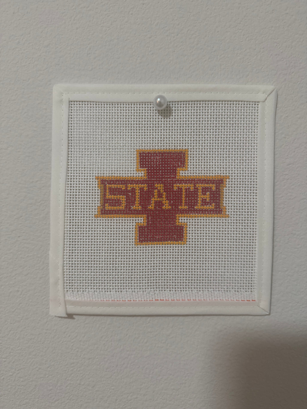Iowa Gameday: "I" State Red and Gold Mini Needlepoint Canvas