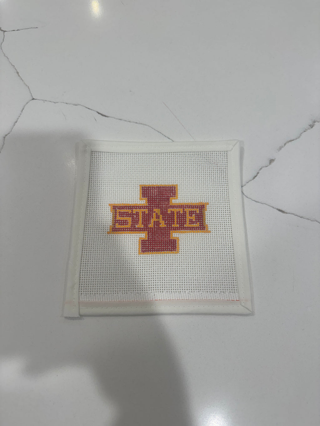 Iowa Gameday: "I" State Red and Gold Mini Needlepoint Canvas