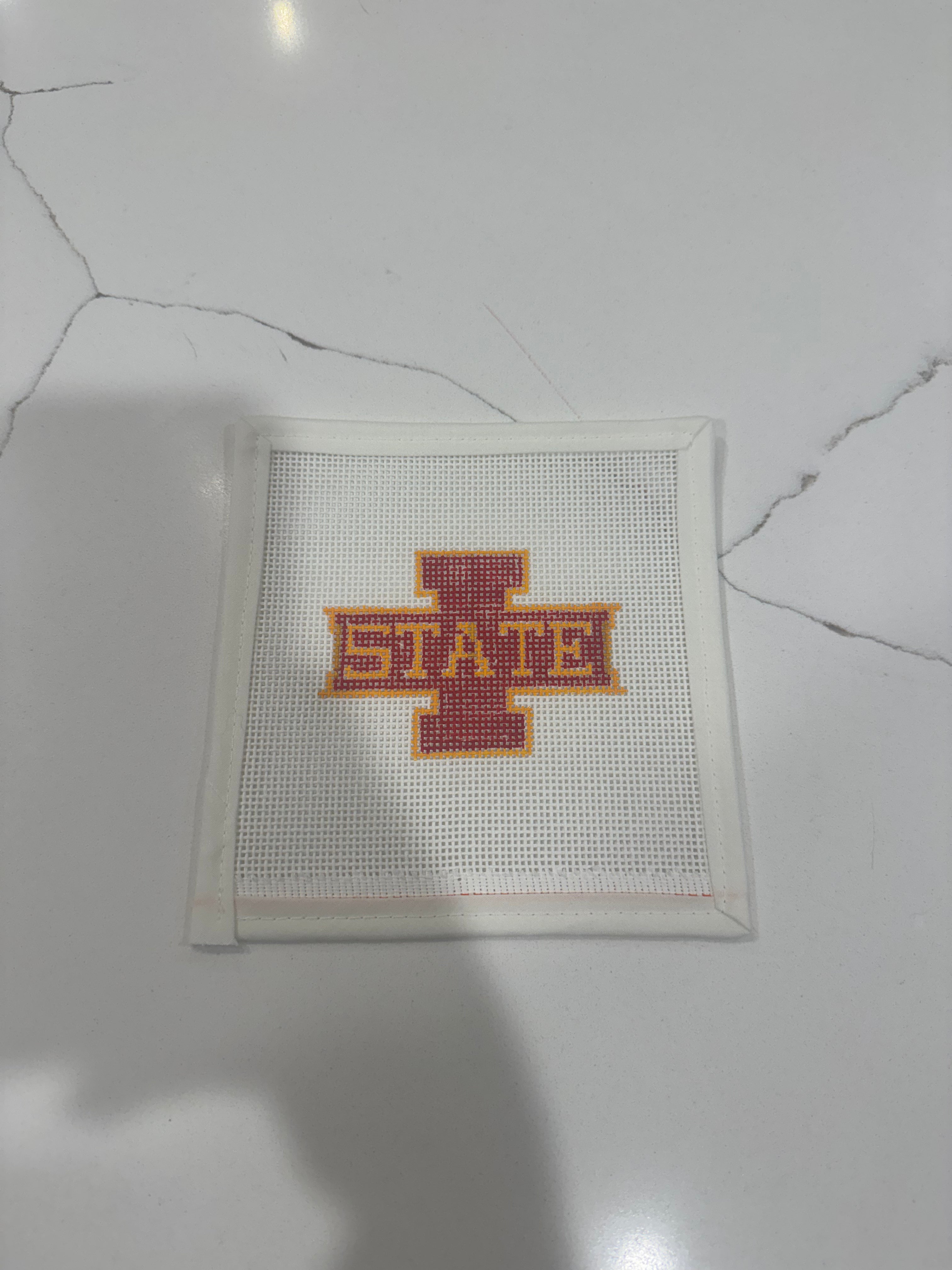 Iowa Gameday: "I" State Red and Gold Mini Needlepoint Canvas