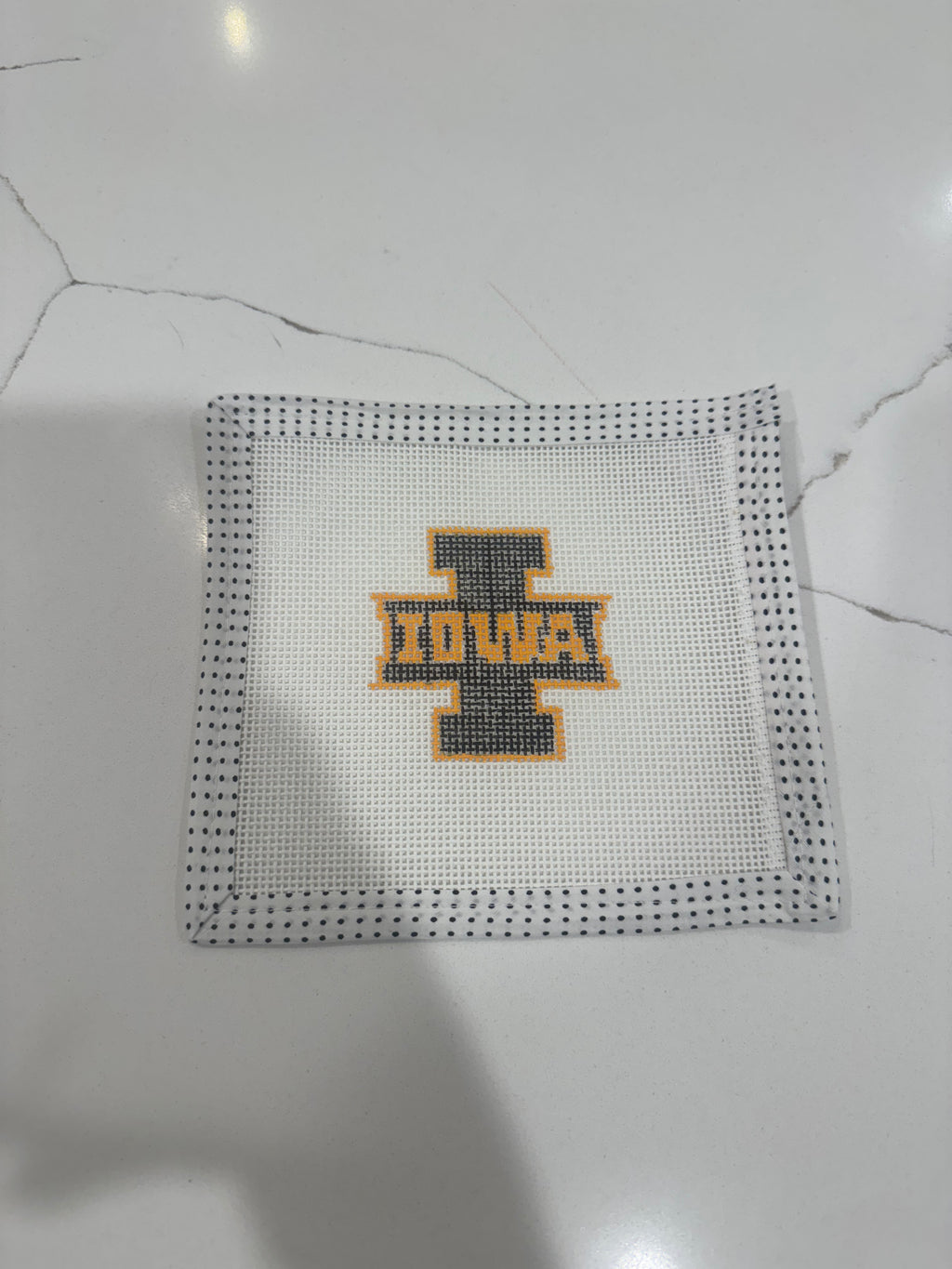Iowa Gameday: 'I' Iowa Black and Gold Mini Needlepoint Canvas