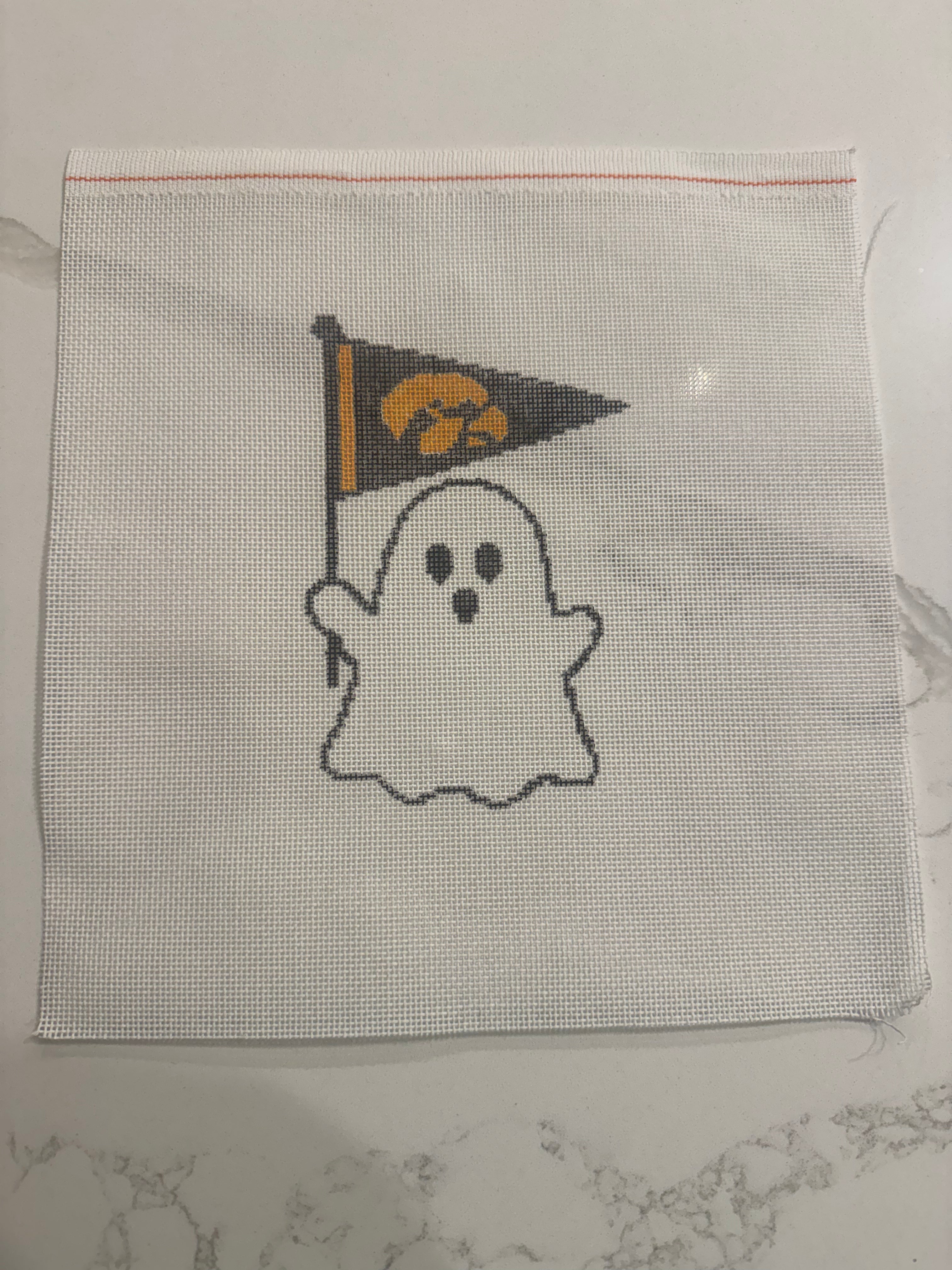 Fall In Iowa: Ghost with Iowa Flag Needlepoint Canvas