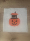 Fall in Iowa: Black Cat in Jack-o'-Lantern Needlepoint Canvas