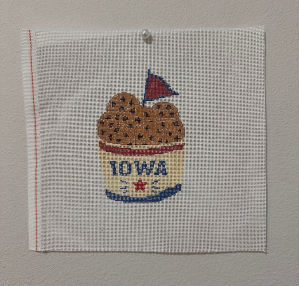 Iowa Icons: State Fair Cookie Bucket Needlepoint Canvas